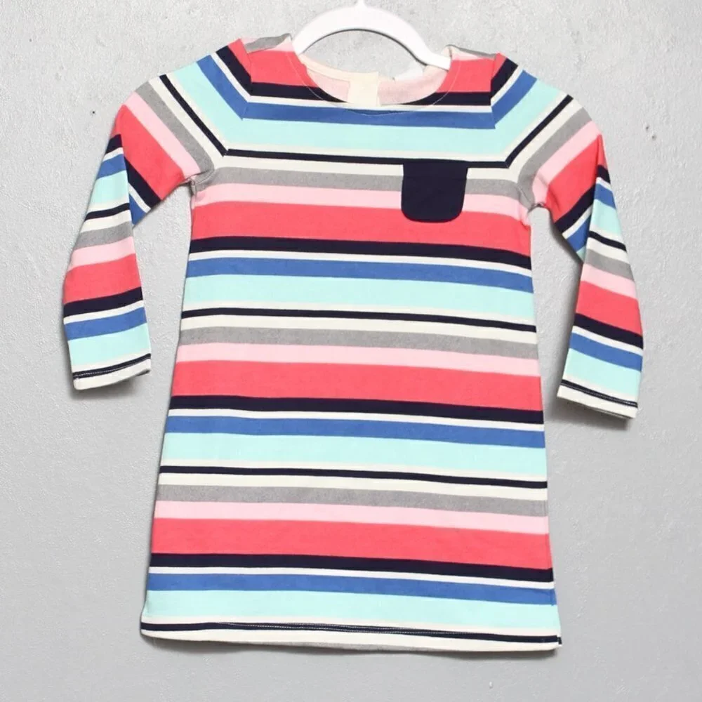 Gymboree nwt multicolored cotton stripe pocket long sleeve dress